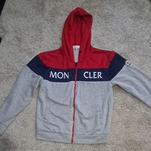 Moncler Size Small  Red, Blue, and Gray Zip-Up Hoodie